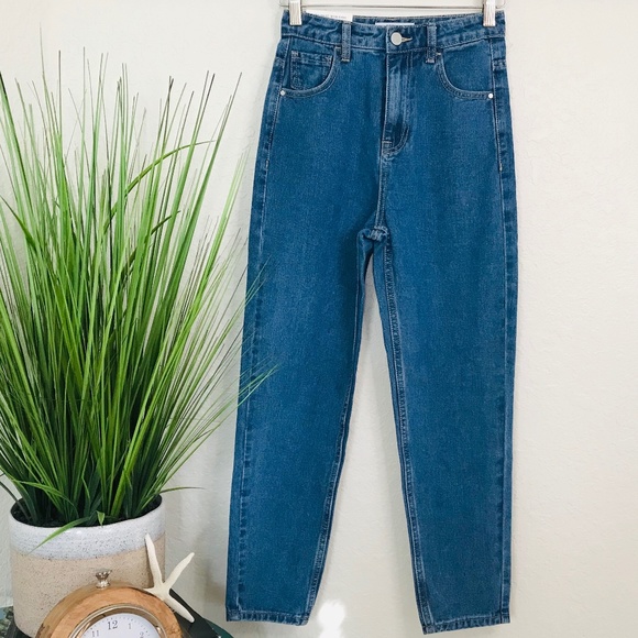 Nasty Gal Denim - REDIAL PARIS MID WASH HIGH WAIST MOM JEANS